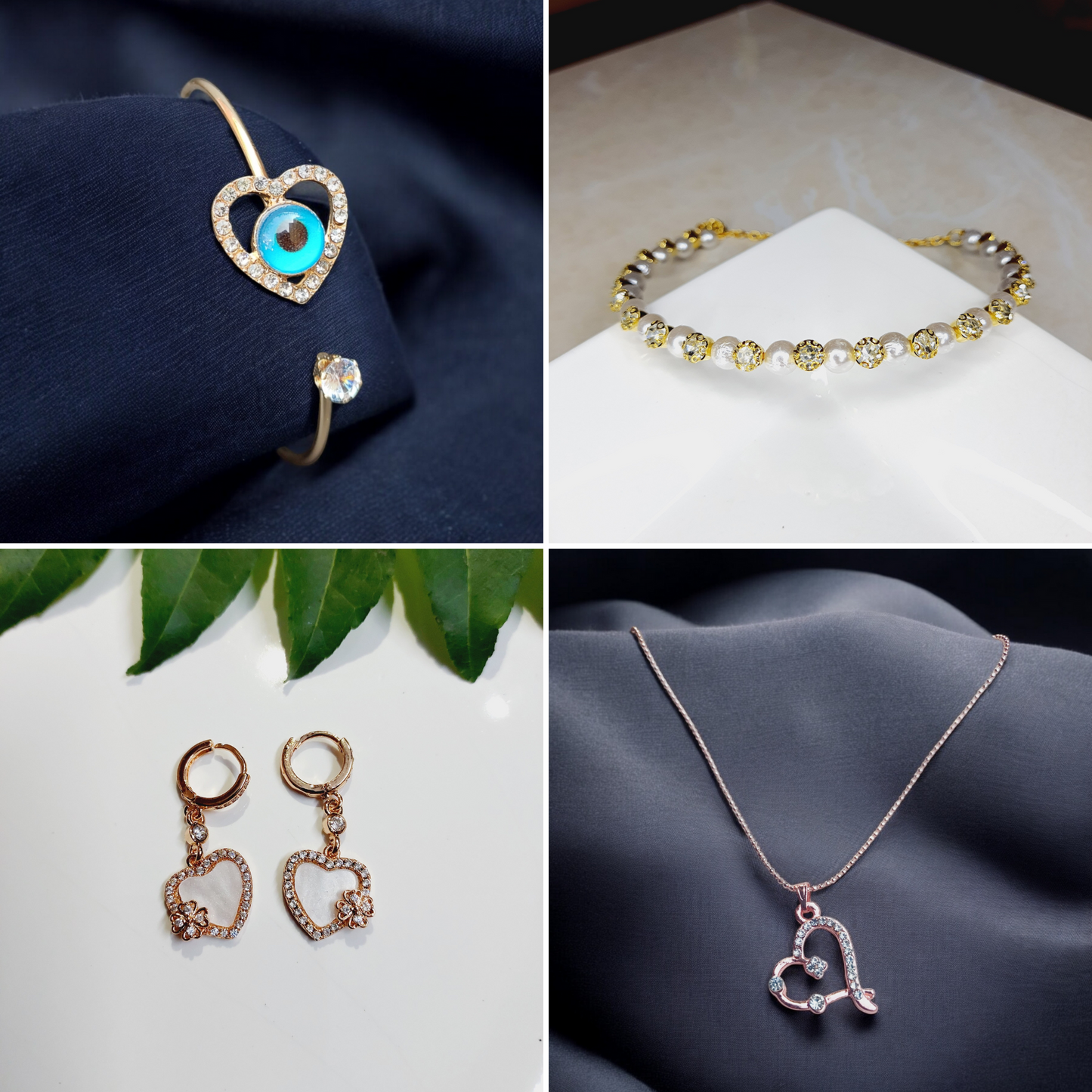 Complete Heart Combo: Pendant, Bracelet, Earring & Necklace