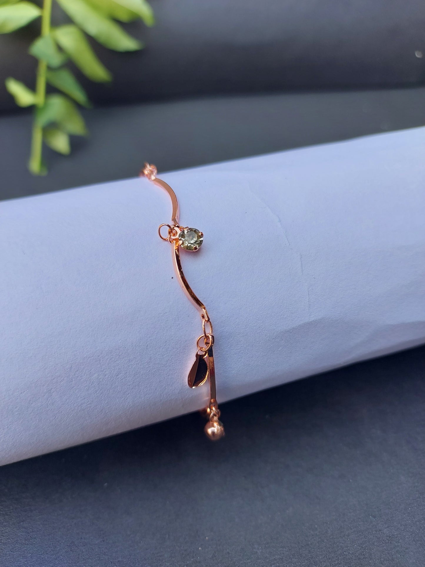 rose gold bracelet,thin rose gold bracelet,rose gold adjustable bracelet,Rose Gold leaf shaped bracelet