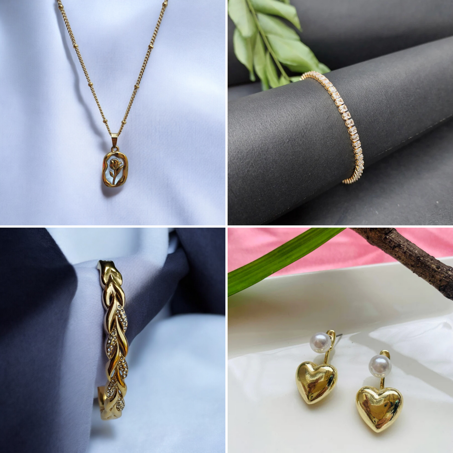 Ornafy Golden Glow Combo of Bracelet, Pendant & Earring