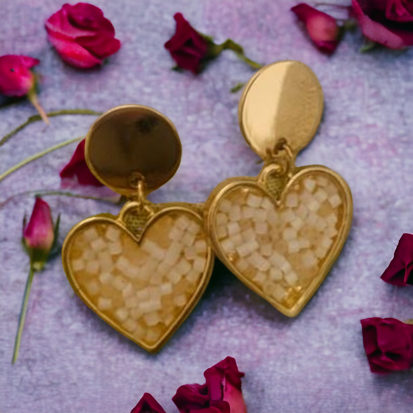 gold heart drop earrings,heart shaped earrings gold,small gold heart stud earrings,Gold Plated Heart shaped Earring with Studs