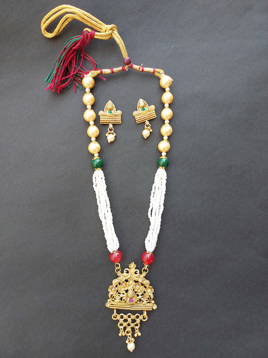 Ornafy Enchanting Kundan and Pearl Necklace Set