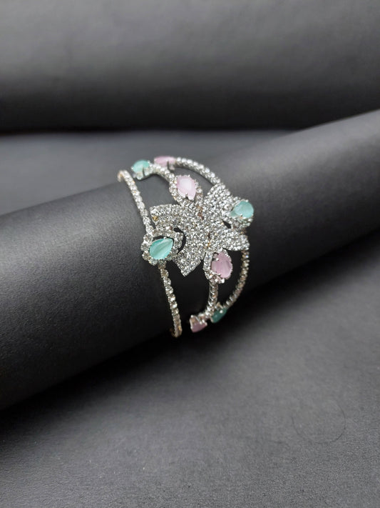 Ornafy Stunning Silver Bracelet - Sparkling Studs and Colorful Gemstone Accents