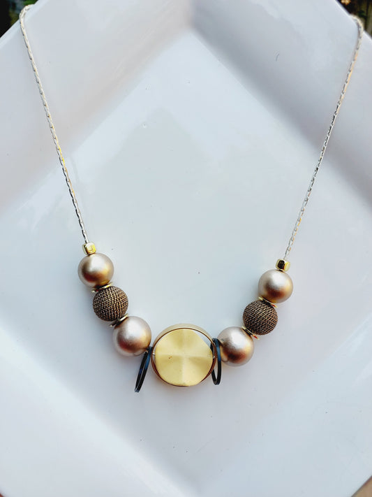 Ornafy Playful Gold Chunky Bubblegum Necklace