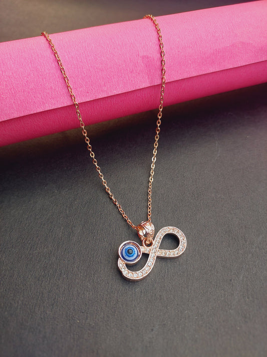 Ornafy Stylish Infinity Pendant with Evil Eye