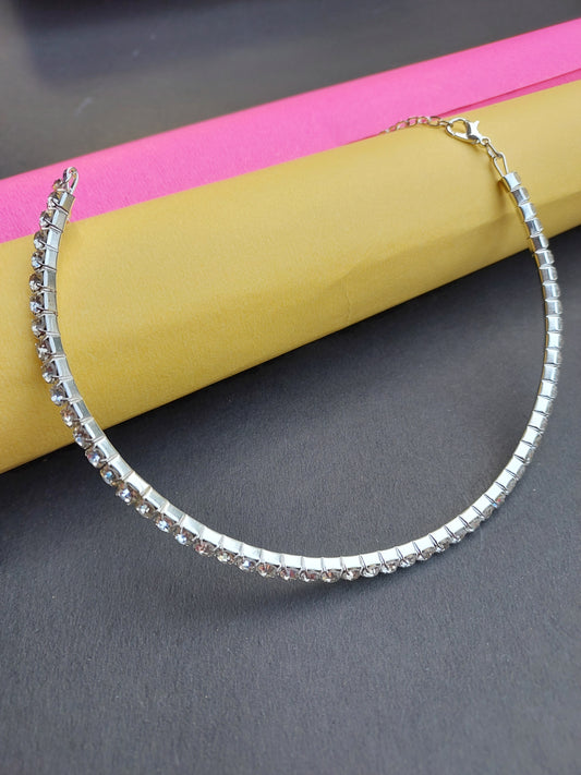 Ornafy Silver-Plated Necklace with Stunning Studs