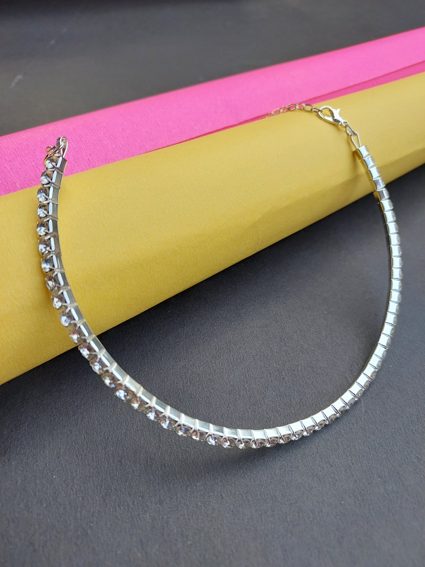 Ornafy Silver-Plated Necklace with Stunning Studs