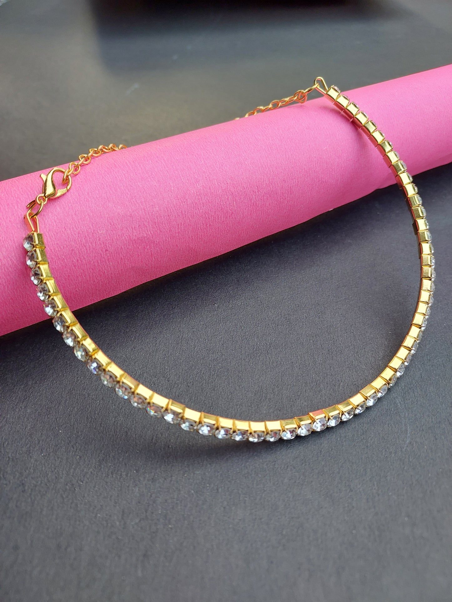 Ornafy Gold-Plated Necklace with Stunning Studs