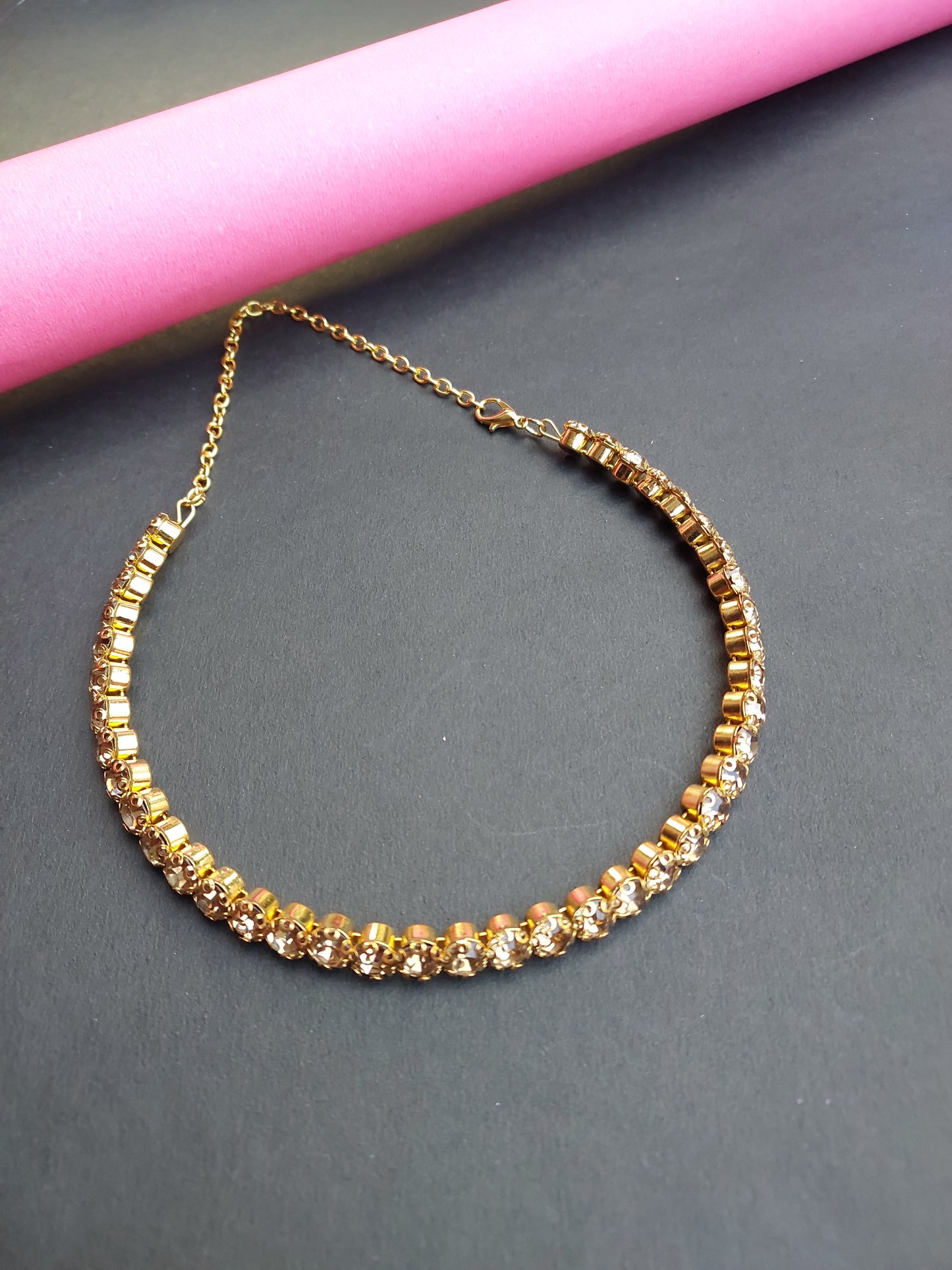 Ornafy  Timeless Appeal: Gold-Plated Necklace with Elegant Stud Details