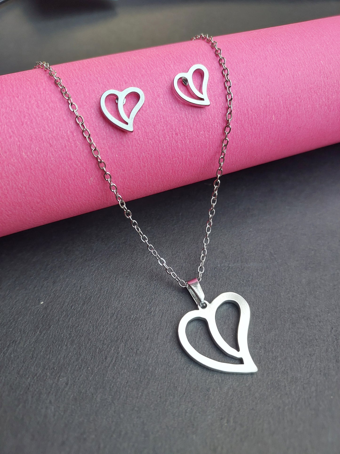 Ornafy Premium Heart Pendant Set - Complete with Heart-Shaped Earrings