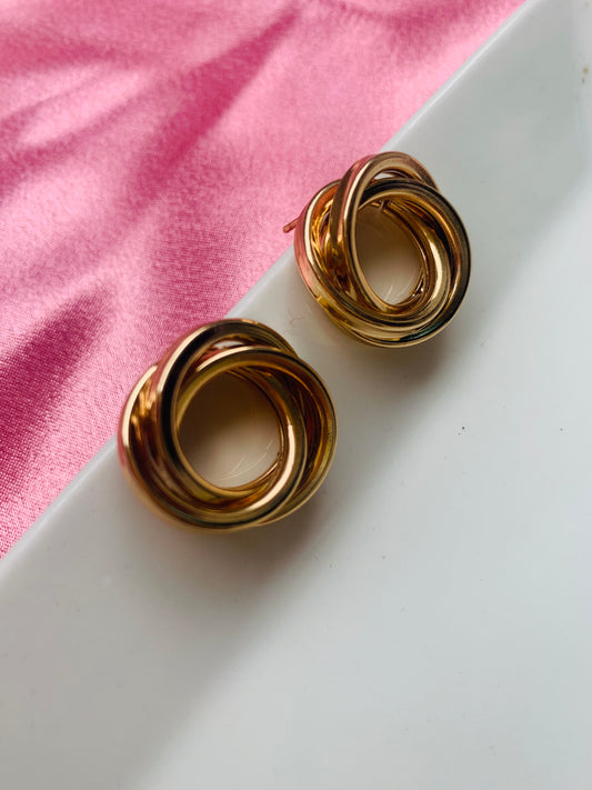 Ornafy Golden Structure Earrings