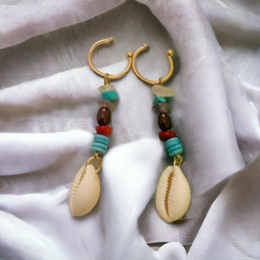 Ornafy Beads And Shell Earring