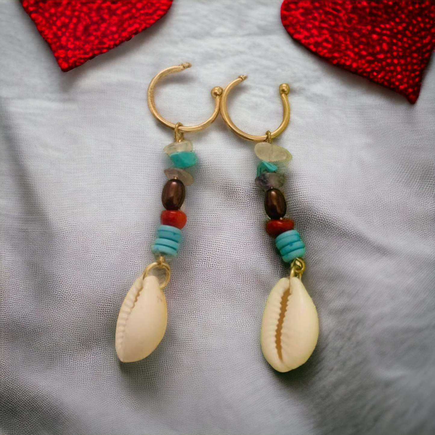 Ornafy Beads And Shell Earring