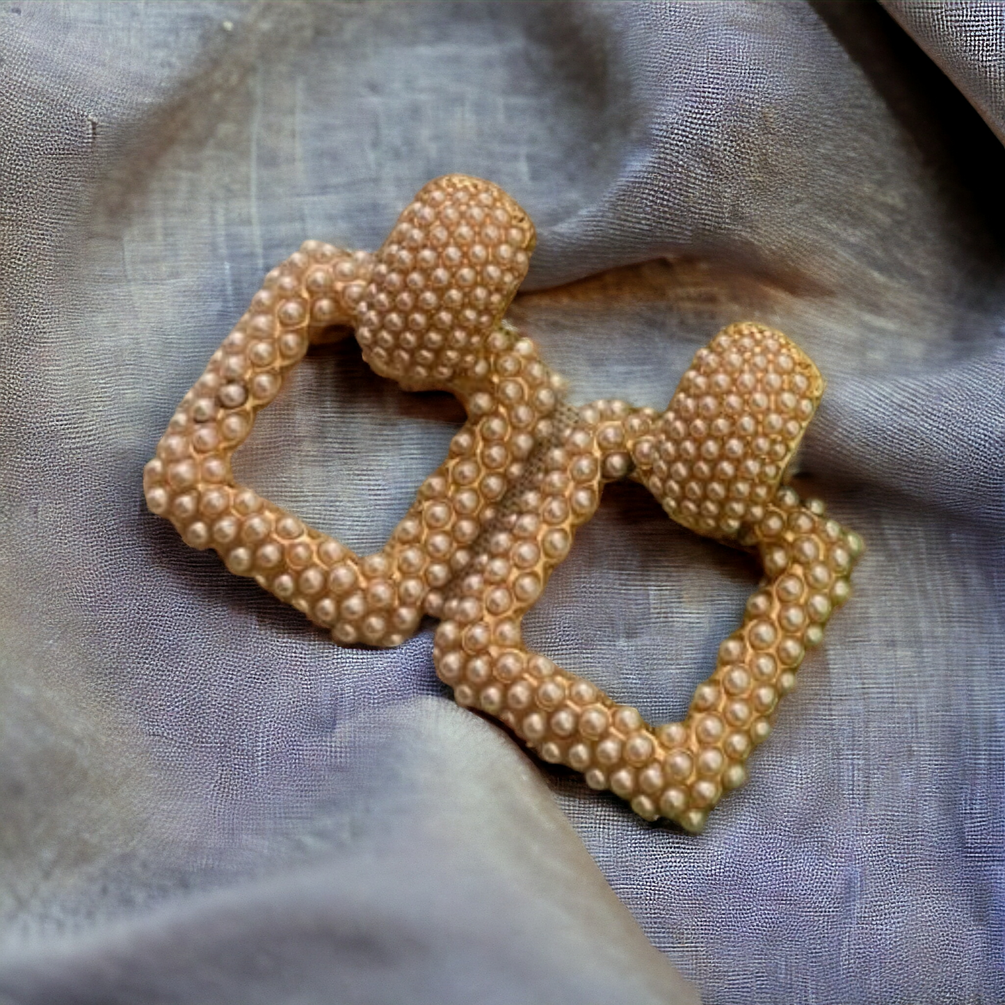 Ornafy Gold Plated Geometric Shaped Pearl Earring