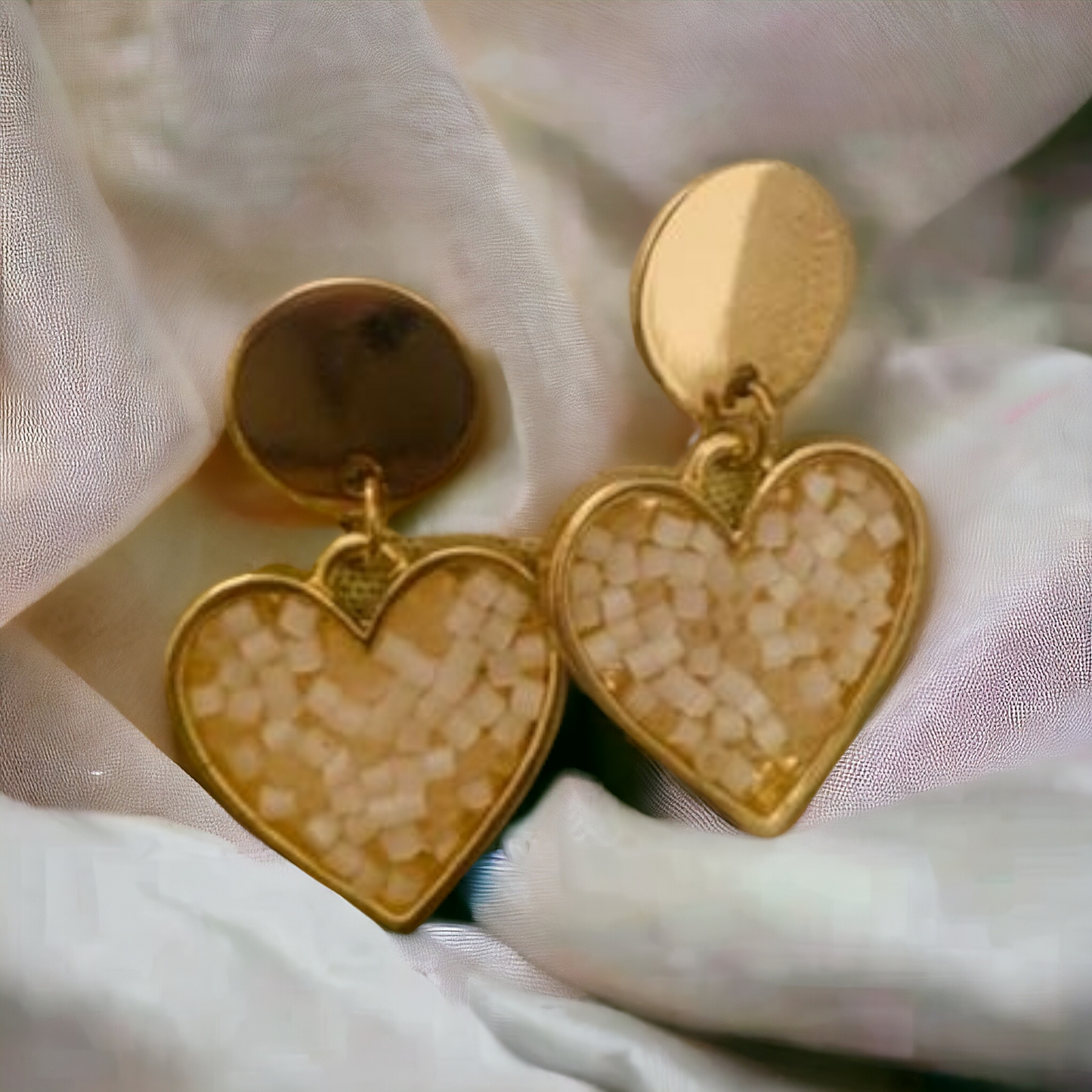 Ornafy Gold Plated Heart Shaped Beads Designed Western Drop Earring