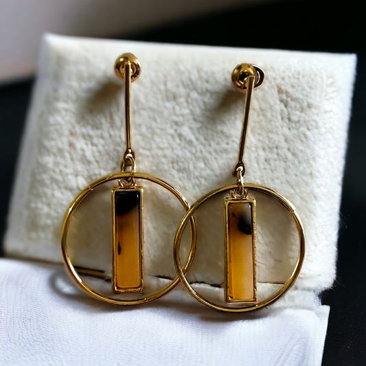 Ornafy Gold Plated Round Shaped With Acrylic Style Western Fashion Earring