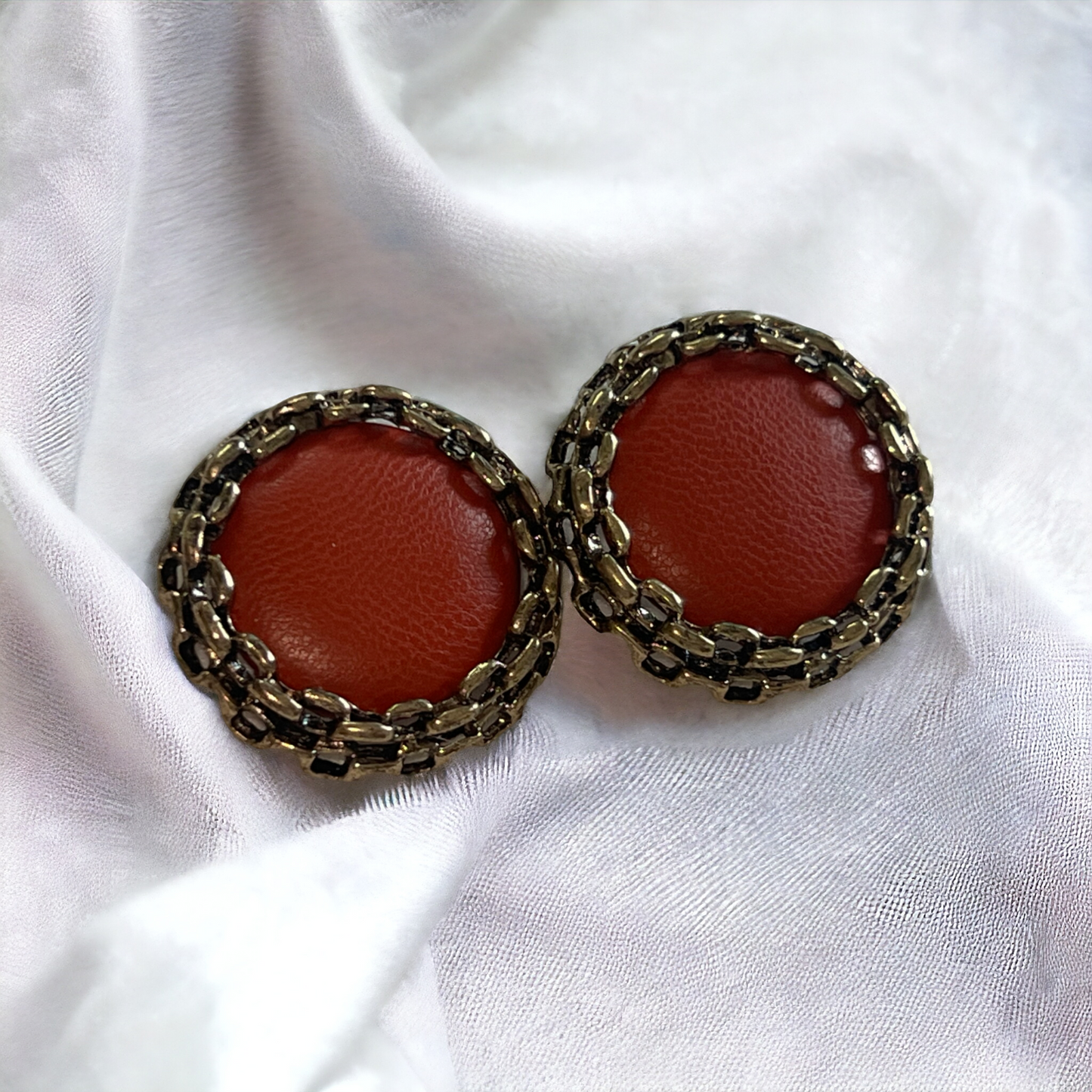 Ornafy Elegant Brown Bead Earrings with Golden Border