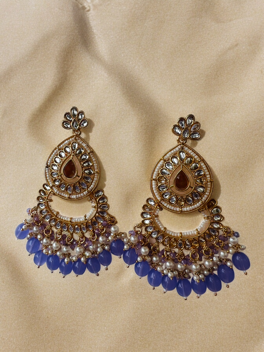 Ornafy Blue Beads and Pearl Indian Jewelry