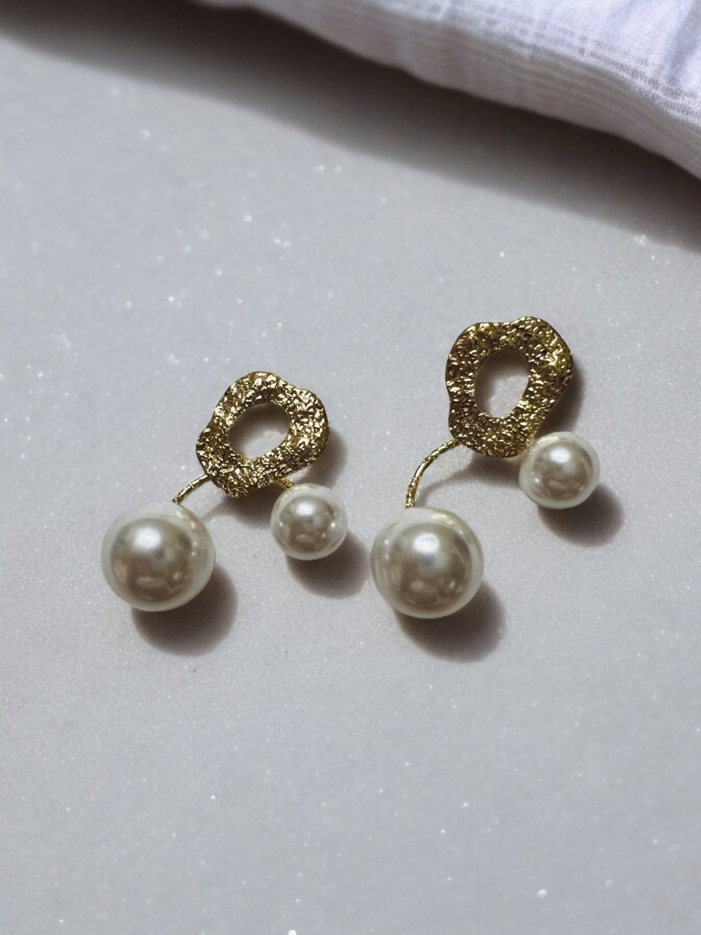 Ornafy Sophistication Meets Professionalism Golden Pearl Earrings for the Western wear