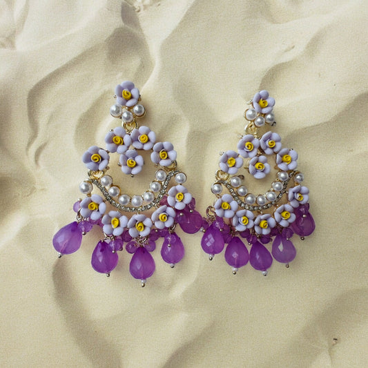 Ornafy Purple Passion Pearls and Diamonds with Floral Accents