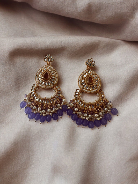 Ornafy Purple Beads and Pearl Indian Jewelry