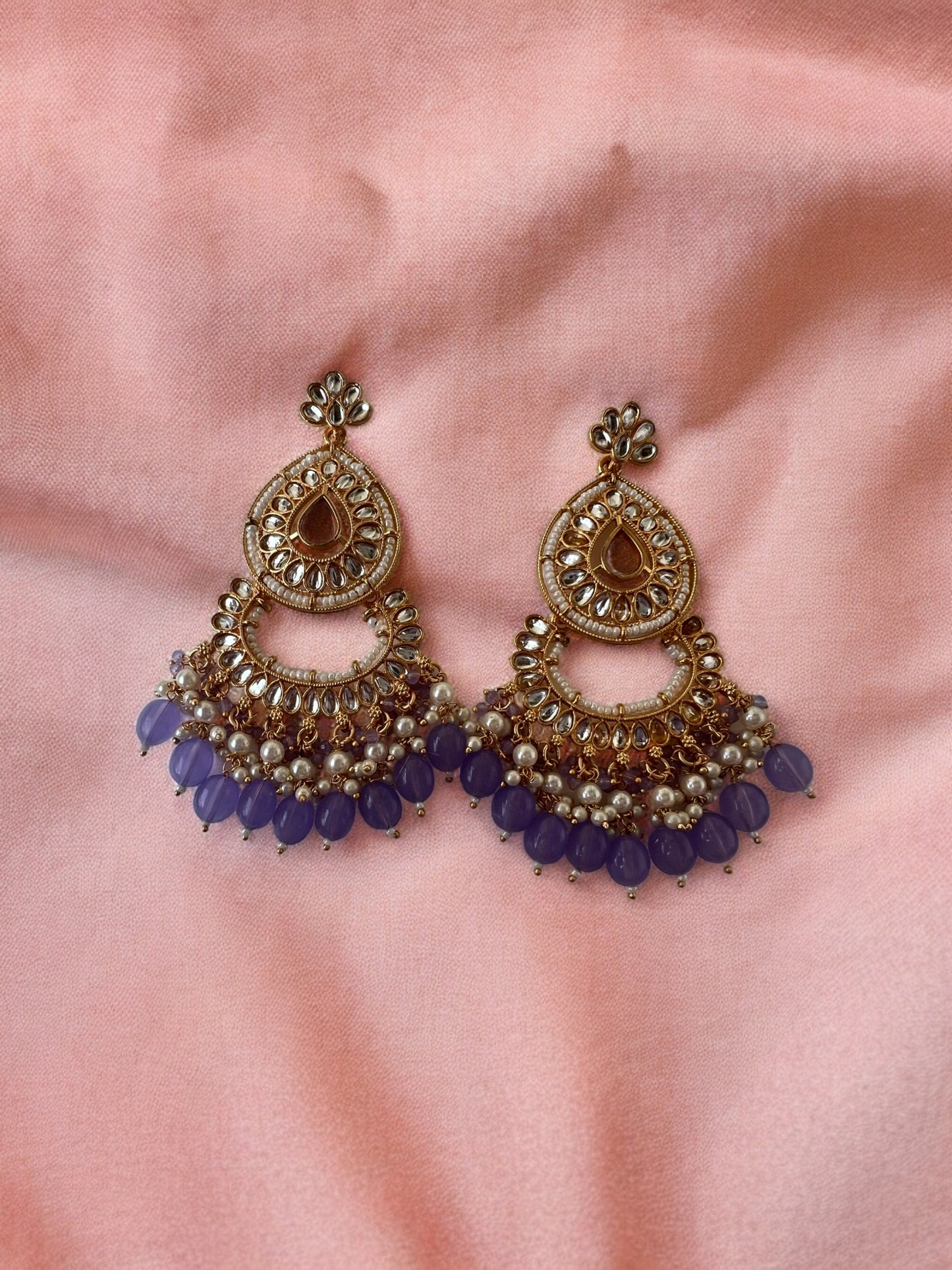 Ornafy Purple Beads and Pearl Indian Jewelry