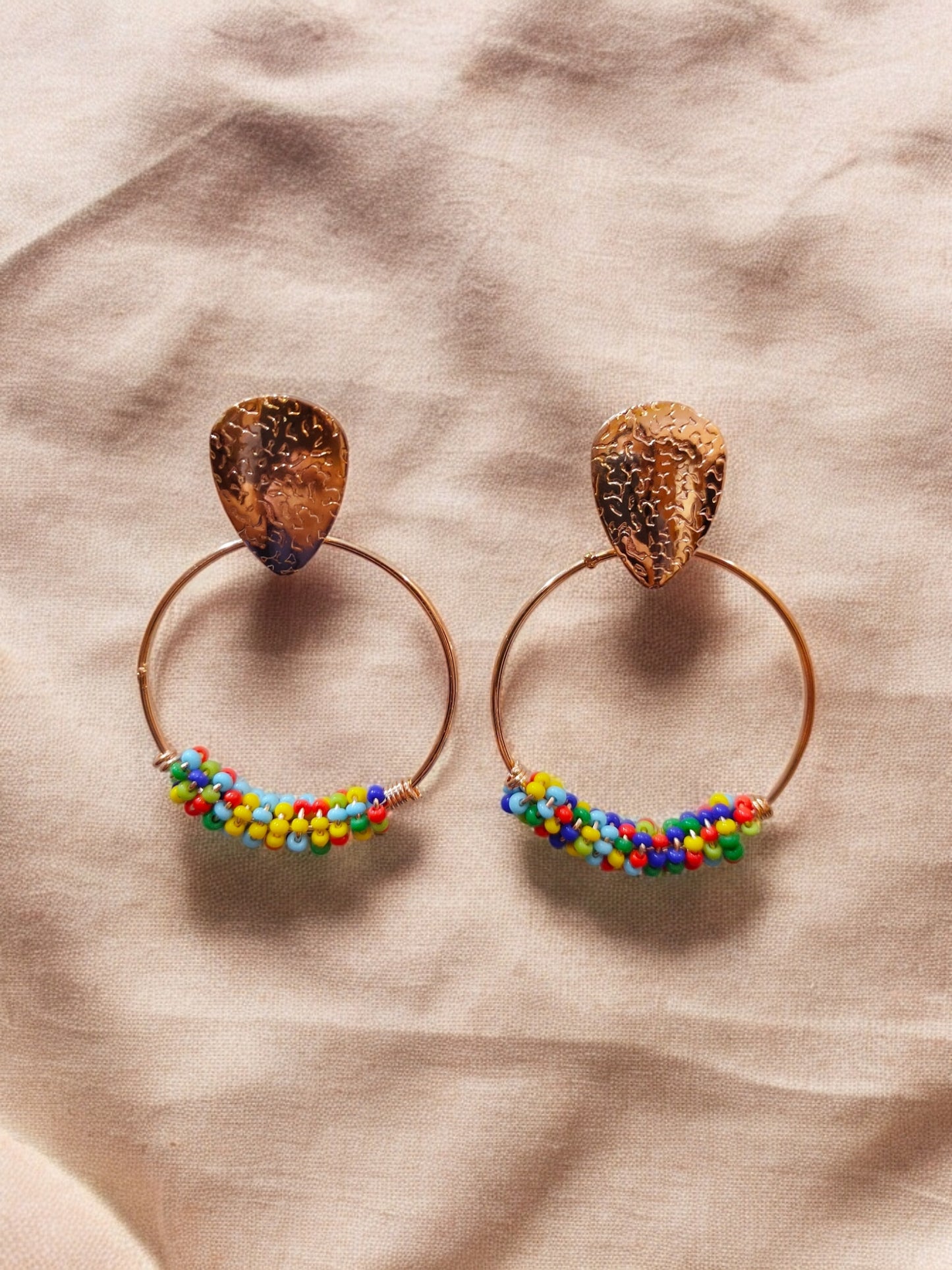 Ornafy Multicolored Beaded Round Earrings