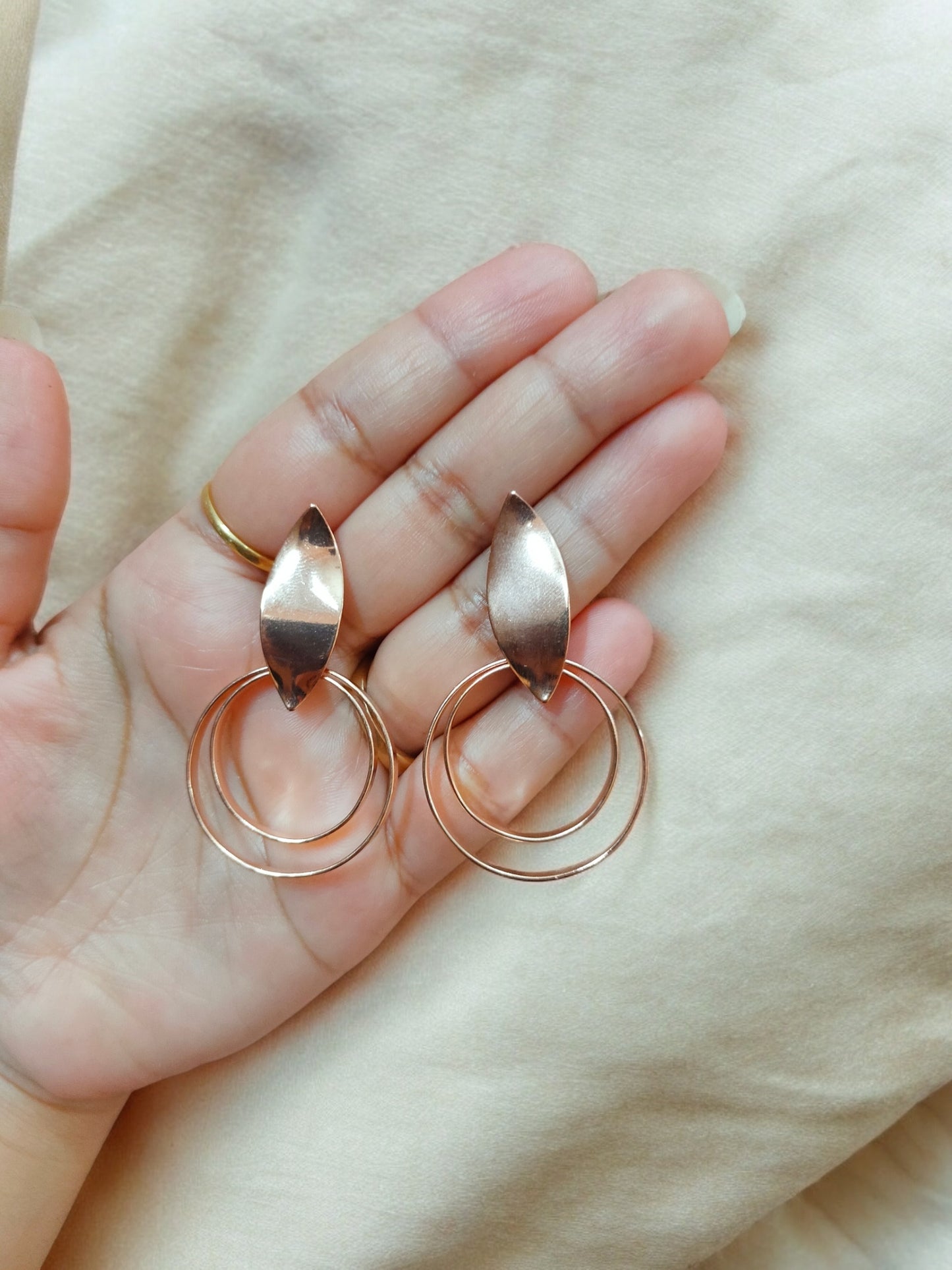 Ornafy Rose Gold Hanging Earrings