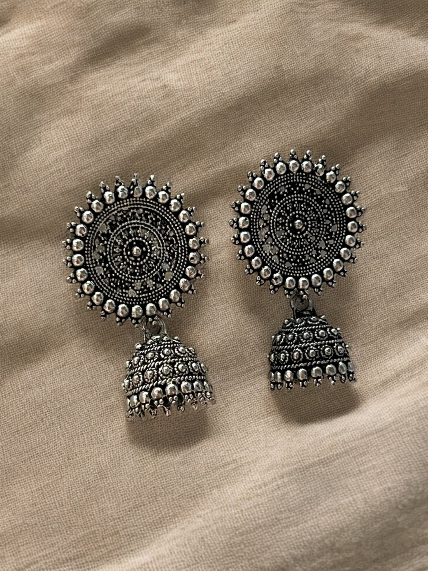 Ornafy Oxidized Jhumka Earrings