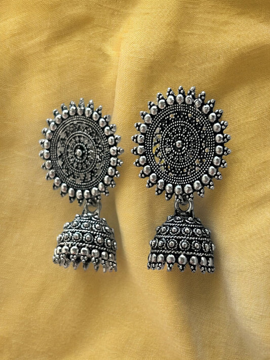 Ornafy Oxidized Jhumka Earrings