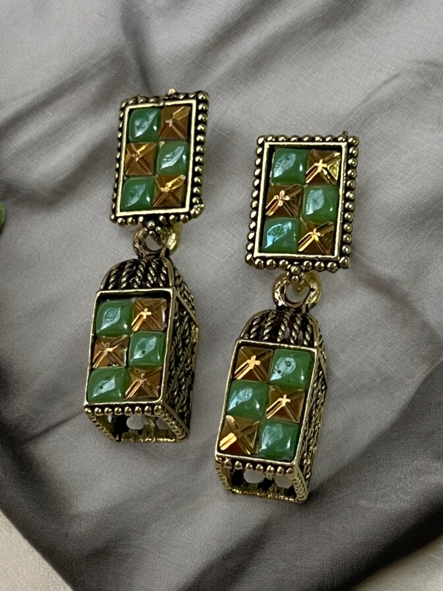 Ornafy Square Earrings with Wired Work for Your Indian Look