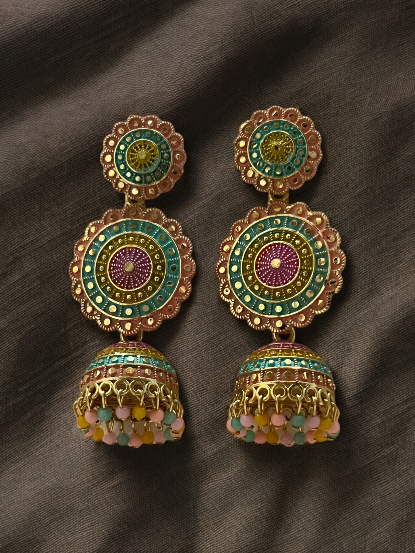 Ornafy Colourful Jhumka Earrings