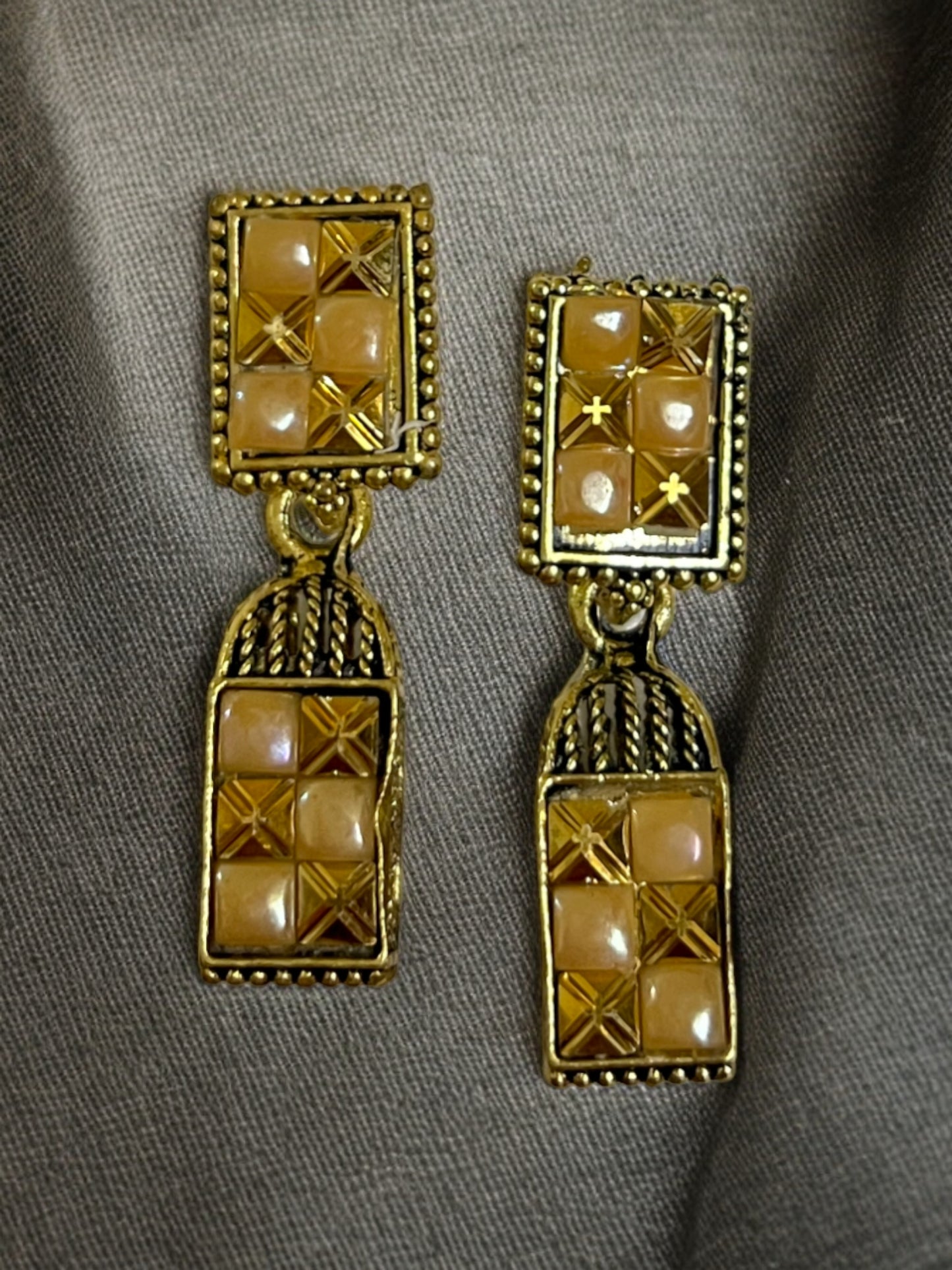 Ornafy Square Earrings with Wired Work for Your Indian Look