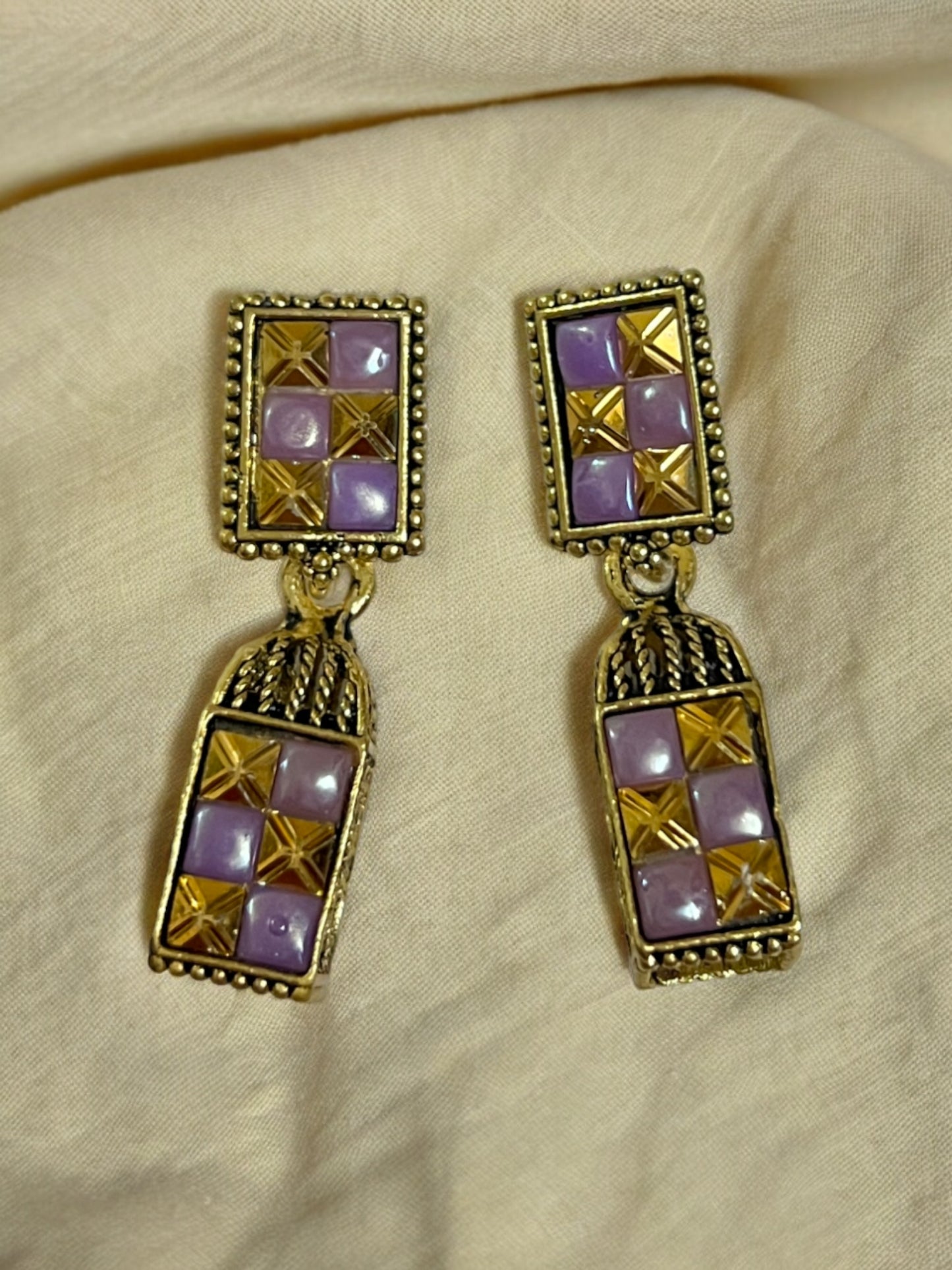 Ornafy Square Earrings with Wired Work for Your Indian Look