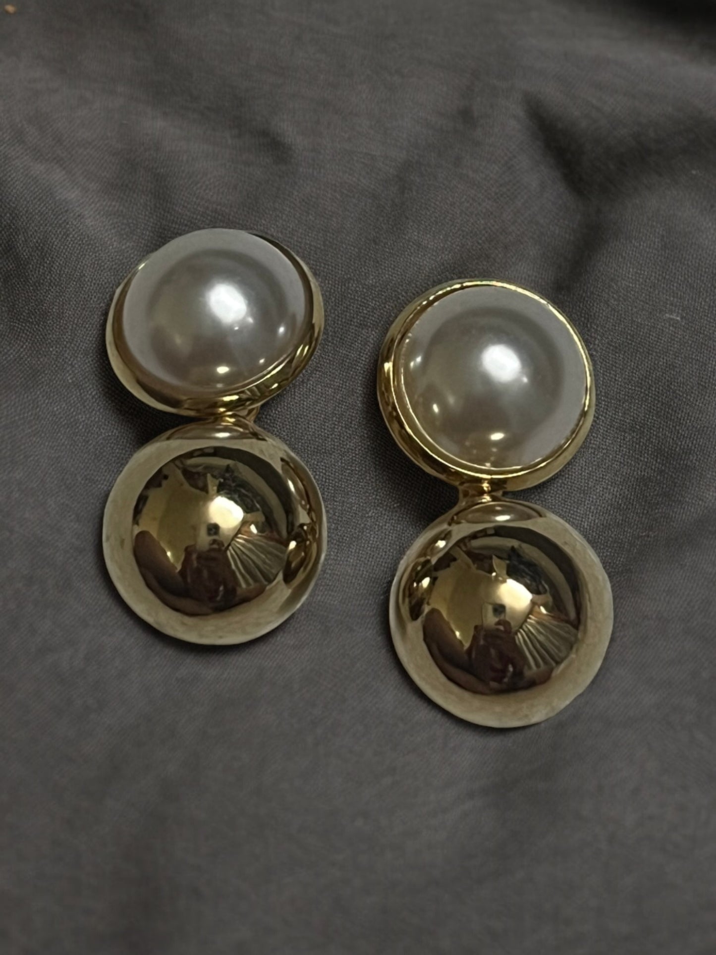 Ornafy Latest Pearl Earrings with Hanging Golden Ball