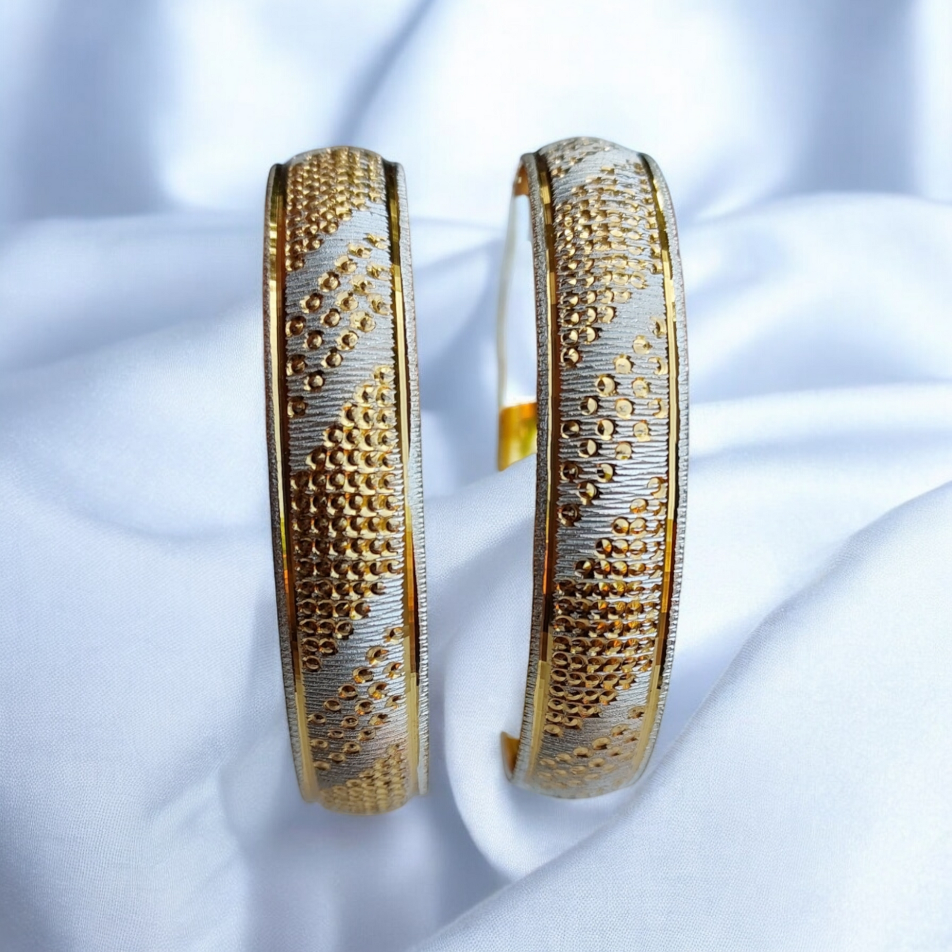 gold plated silver bangles,broad kada designs,bangles silver and gold,gold and silver kada